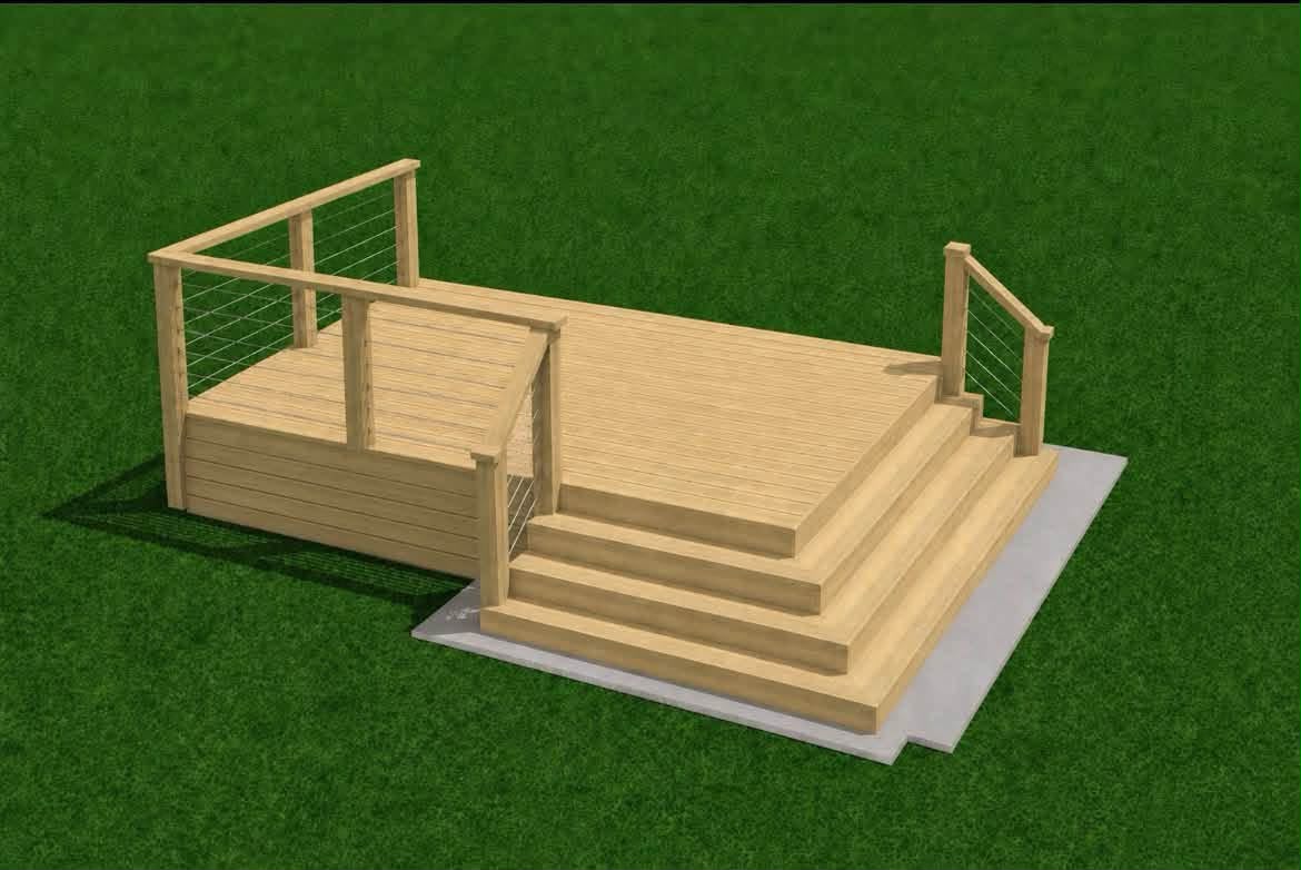 3D design preview of a deck before it was built